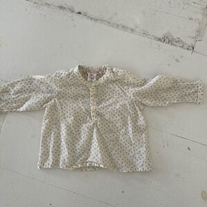 Bonpoint Blouse Cream with Light Blue and Grey Floral Dots